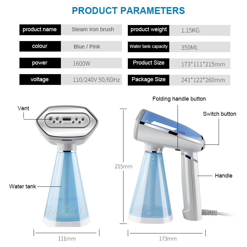 Travel Iron Hand-Held Garment Steamer Set